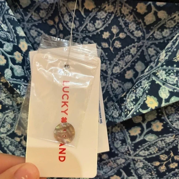 NWT Lucky Brand Navy Patterned Dress Tie Waist - Picture 4 of 9